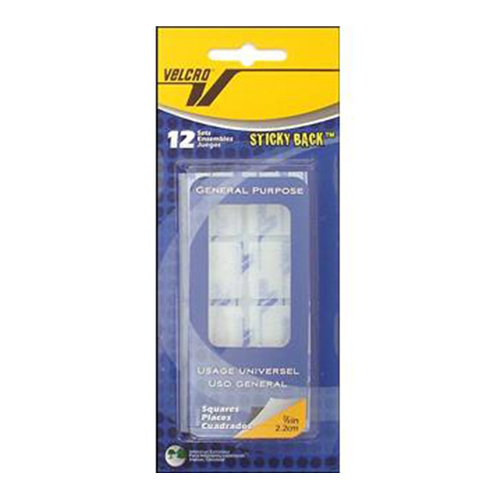 White, Tape, Art & School, 7/8", Velcro, Squares, 12 pack, 5488